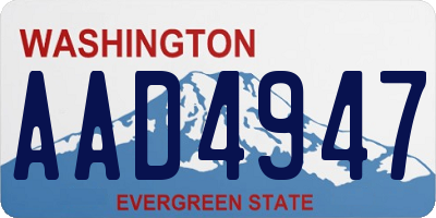 WA license plate AAD4947