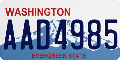 WA license plate AAD4985
