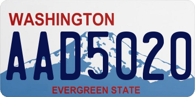 WA license plate AAD5020