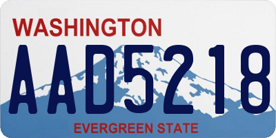 WA license plate AAD5218