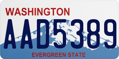 WA license plate AAD5389
