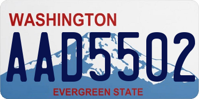 WA license plate AAD5502