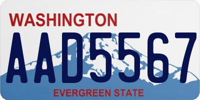 WA license plate AAD5567