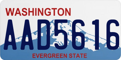 WA license plate AAD5616