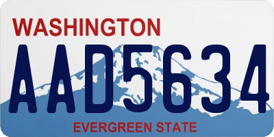 WA license plate AAD5634