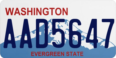 WA license plate AAD5647