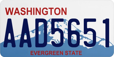 WA license plate AAD5651