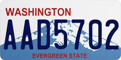 WA license plate AAD5702