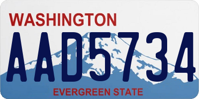 WA license plate AAD5734