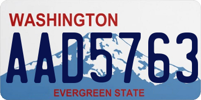 WA license plate AAD5763