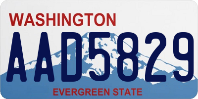 WA license plate AAD5829