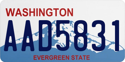 WA license plate AAD5831