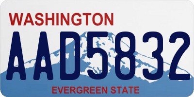 WA license plate AAD5832