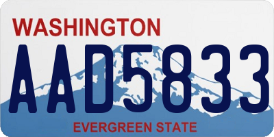 WA license plate AAD5833