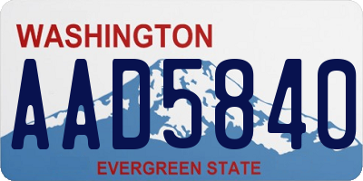 WA license plate AAD5840