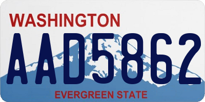 WA license plate AAD5862