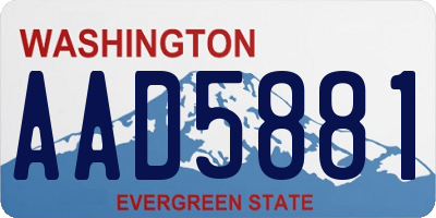 WA license plate AAD5881