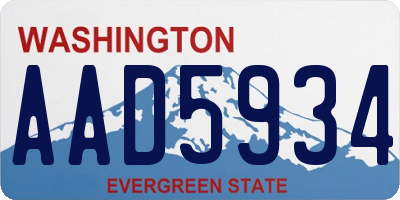 WA license plate AAD5934