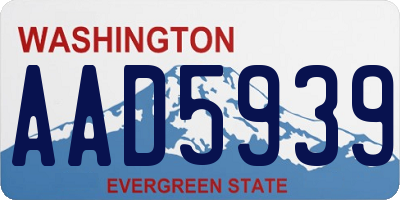 WA license plate AAD5939
