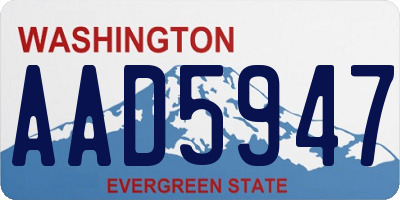 WA license plate AAD5947