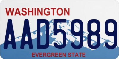 WA license plate AAD5989