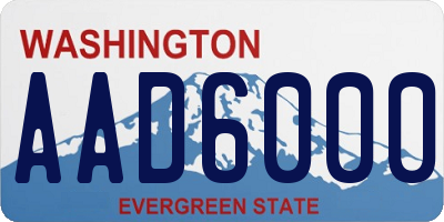 WA license plate AAD6000