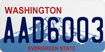 WA license plate AAD6003