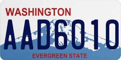 WA license plate AAD6010