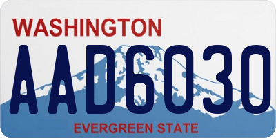 WA license plate AAD6030