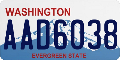 WA license plate AAD6038