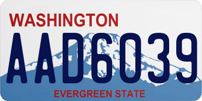 WA license plate AAD6039