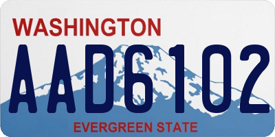 WA license plate AAD6102