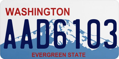 WA license plate AAD6103
