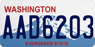 WA license plate AAD6203