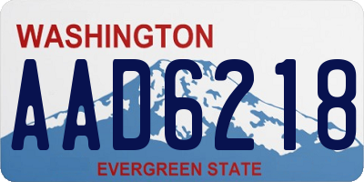WA license plate AAD6218