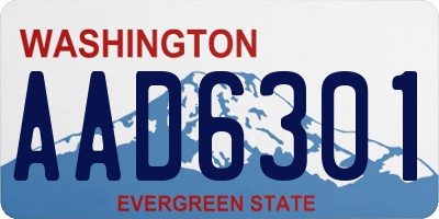 WA license plate AAD6301