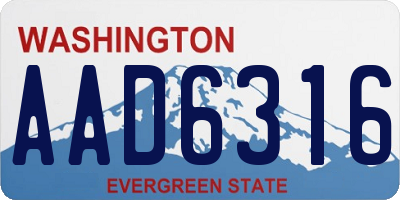 WA license plate AAD6316