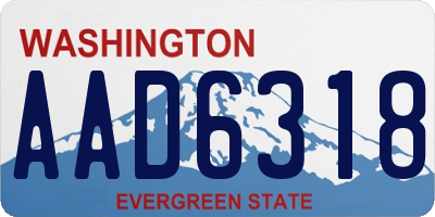 WA license plate AAD6318