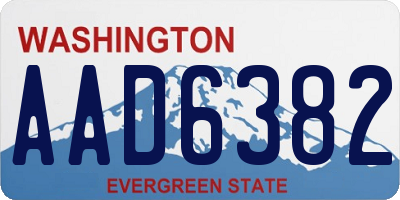 WA license plate AAD6382