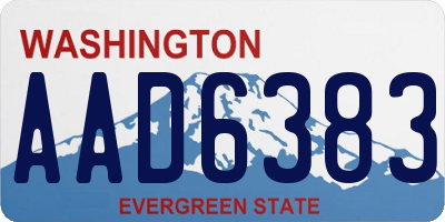WA license plate AAD6383