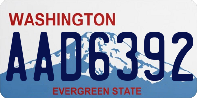 WA license plate AAD6392