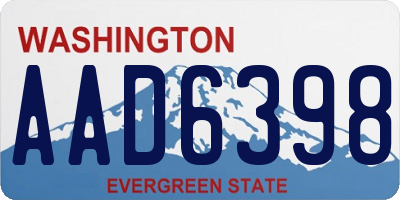 WA license plate AAD6398