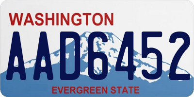 WA license plate AAD6452