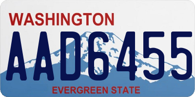 WA license plate AAD6455