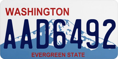 WA license plate AAD6492
