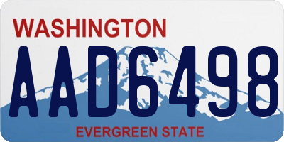 WA license plate AAD6498