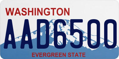 WA license plate AAD6500