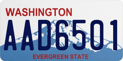 WA license plate AAD6501