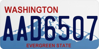 WA license plate AAD6507