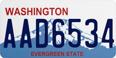 WA license plate AAD6534